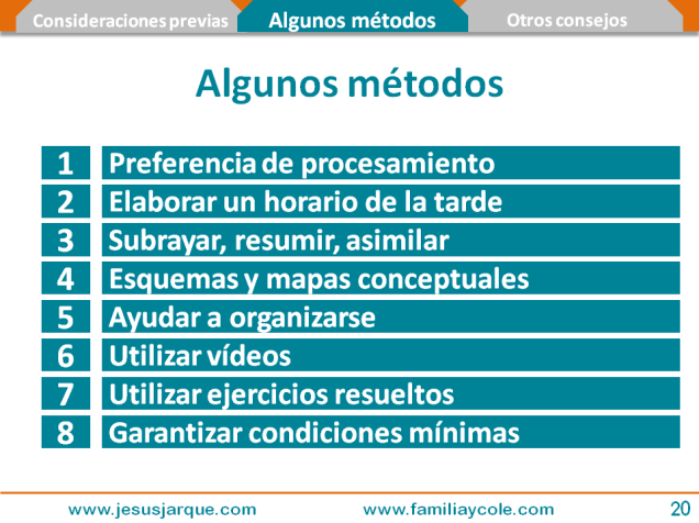 Algunos métodos para ayudar en los estudios