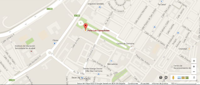 Ubicación de la Peña los Tranquilotes, en Carmona