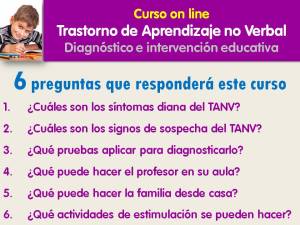 Finalidad del curso sobre el Trastorno de Aprendizaje No Verbal On line