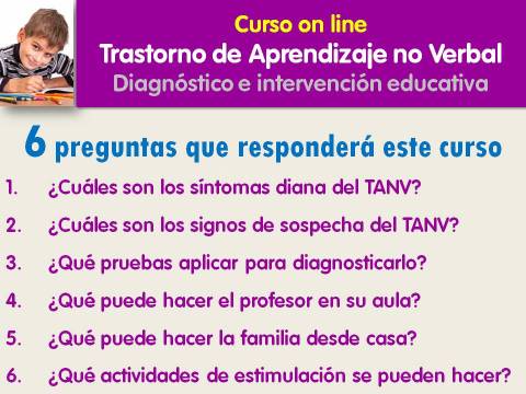 Finalidad del curso sobre el Trastorno de Aprendizaje No Verbal On line
