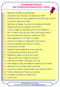 Materiales del curso pautas para TDAH para profesores y familias