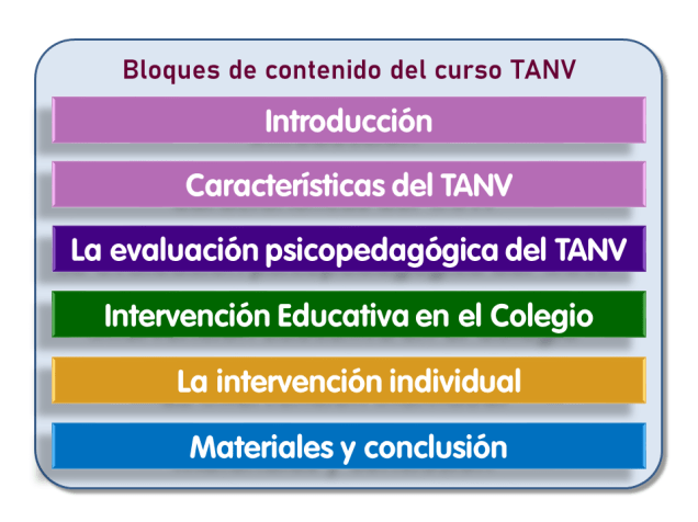 Bloques de contenido del curso sobre el TANV organizado por AMALER