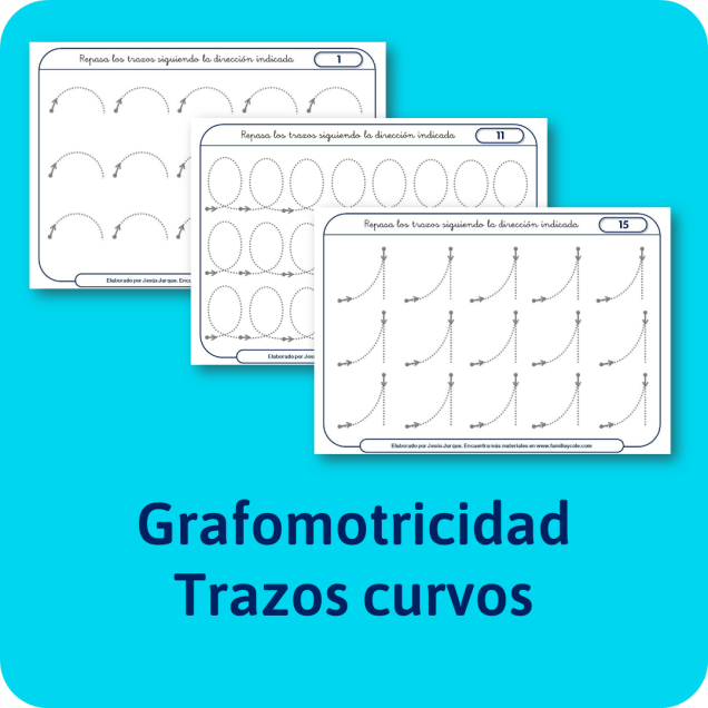 Fichas de grafomotricidad. Trazos curvos. Para descargar e imprimir gratis. Elaboradas por Jesús Jarque. 