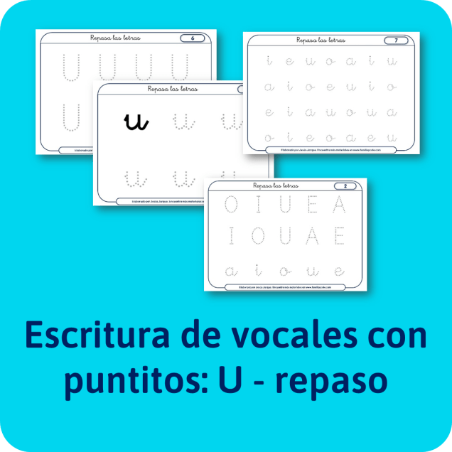 Fichas para aprender a escribir las vocales. Para descargar e imprimir gratis. De Jesús Jarque.