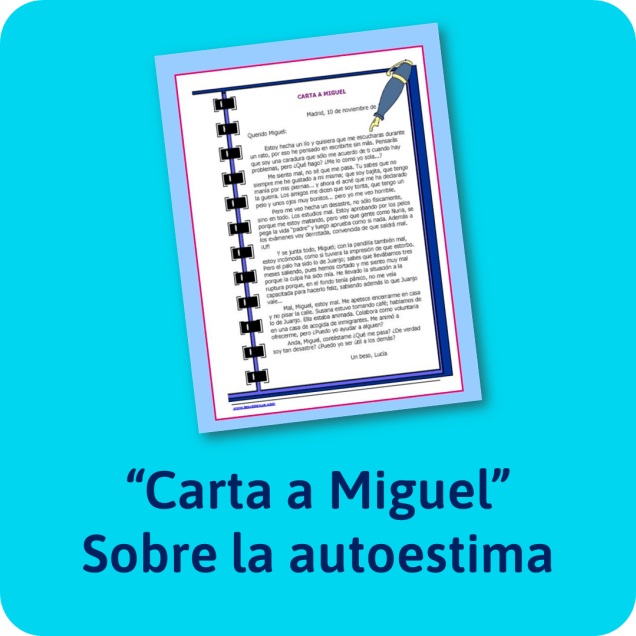 Carta a Miguel. Actividad de expresión escrita para trabajar la autoestima y la empatía. Para descargar gratis; de Jesús Jarque
