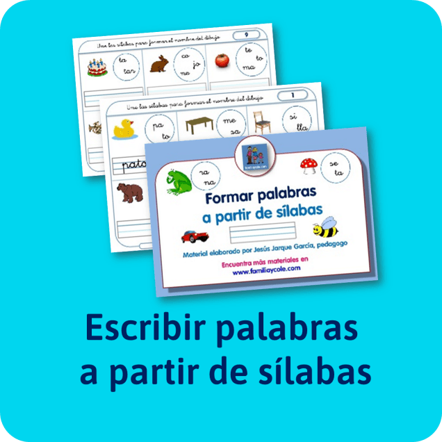Fichas para escribir palabras a partir de sílabas. Para descargar gratis; de Jesús Jarque