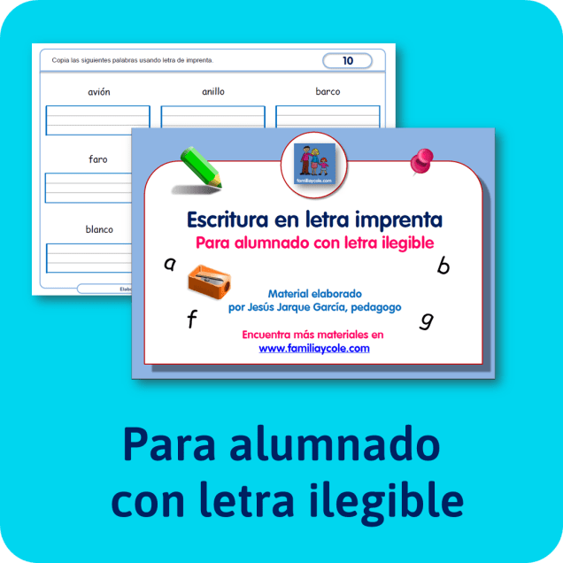 Fichas para alumnado con letra ilegible. Para descargar gratis; de Jesús Jarque.