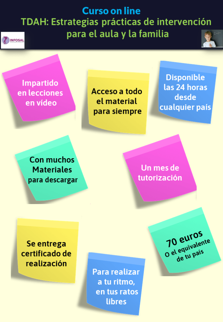 Curso on line centrado solo en la intervención educativa con alumnado con TDAH, en el centro escolar, en el aula o en la familia. Impartido por Jesús Jarque a través de la plataforma INFOSAL.