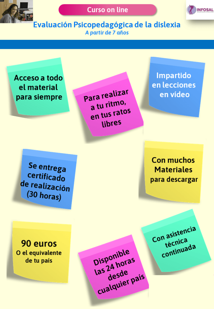Información clave del curso on line de Jesús Jarque sobre la Evaluación Psicopedagógica de la Dislexia impartido desde la plataforma INFOSAL.