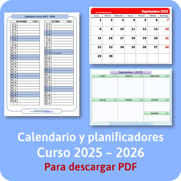 Calendario y planificadores curso 2025 2026