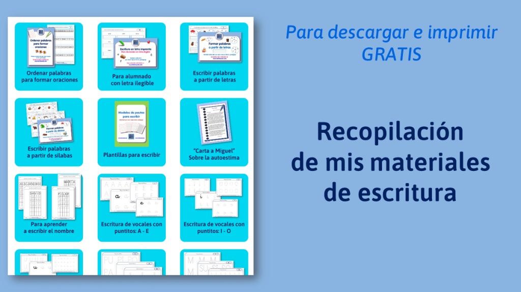 Recopilación de materiales de escritura para descargar gratis. Elaborados por Jesús Jarque.