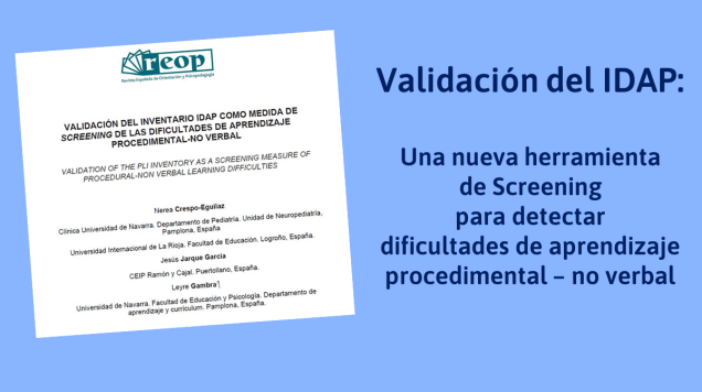 Inventario IDAP para detectar dificultades de aprendizaje procedimental-no verbal en Primaria