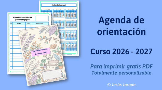 Agenda para orientadores para el curso 2026 2027. Para descargar gratis en PDF